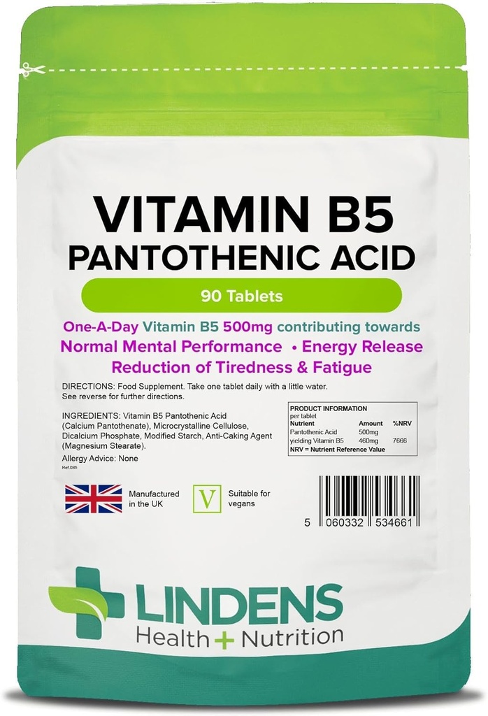 Lindens Vitamina B-5 B5 100 x 460 mg comprimate (acid pantotenic)