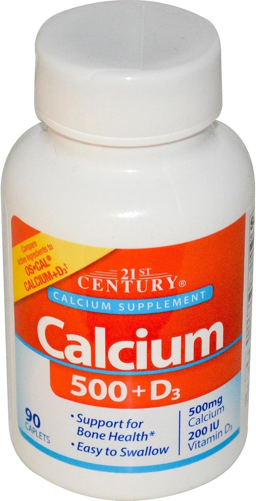 21st Century Calciu 500 + D3, 5 mcg (200 UI), 90 comprimate