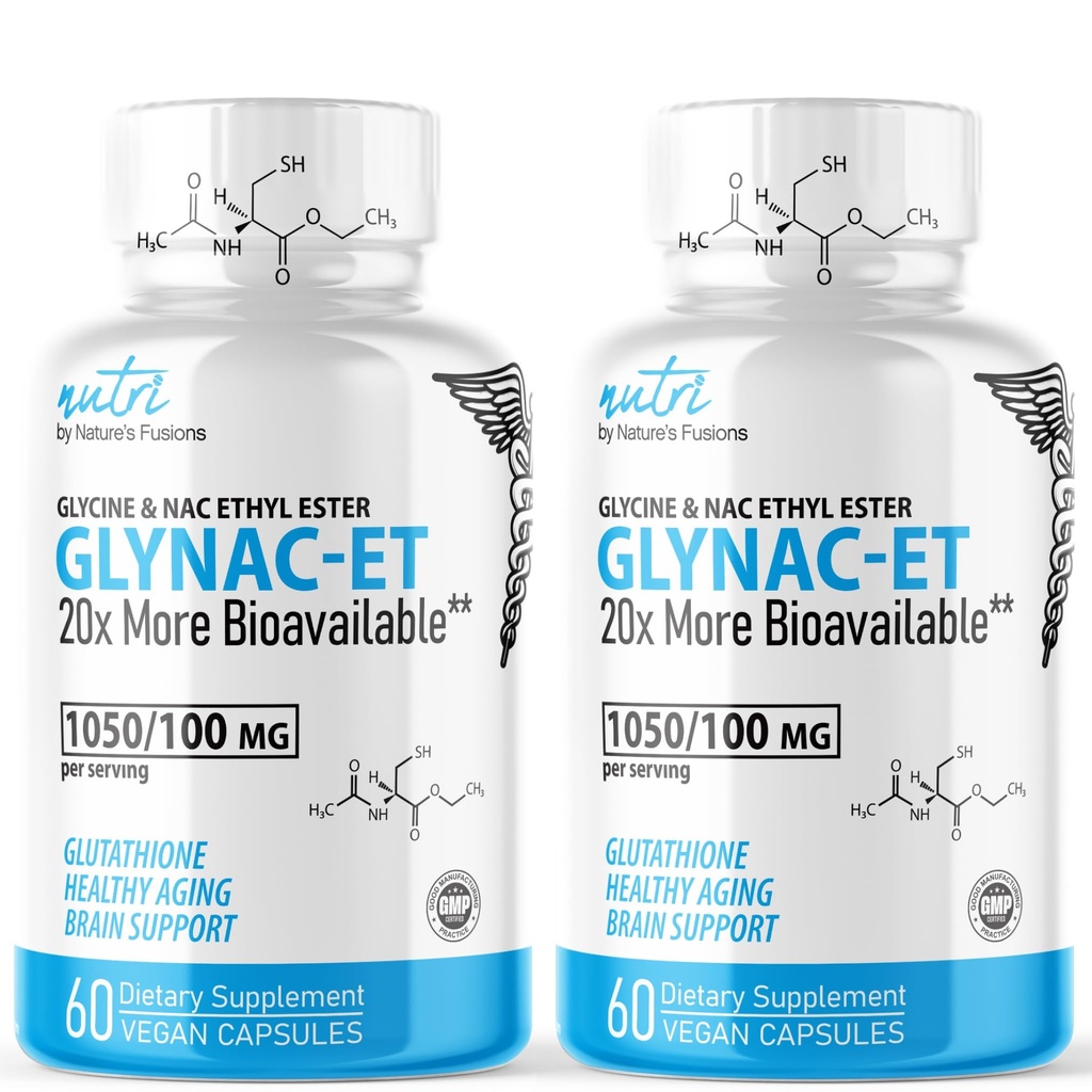 Fuziunile naturale GlyNAC-ET NAC Suplimentul N-Acetyl Cysteine Etil Ester - 20x Mai mult Biodisponibil - Glicină & N-acetilcisteină Etil Ester Anti Aging Supliment, Boost Glutatione Pachet de 2-120