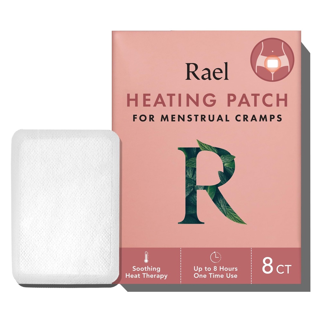 Rael Herbal Încălzire Patch-uri, Perioada Crampe Ajutor, Terapie termică, Ultra Design subțire, Pe Dimensiune Go, pentru toate tipurile de piele (8 Conte)