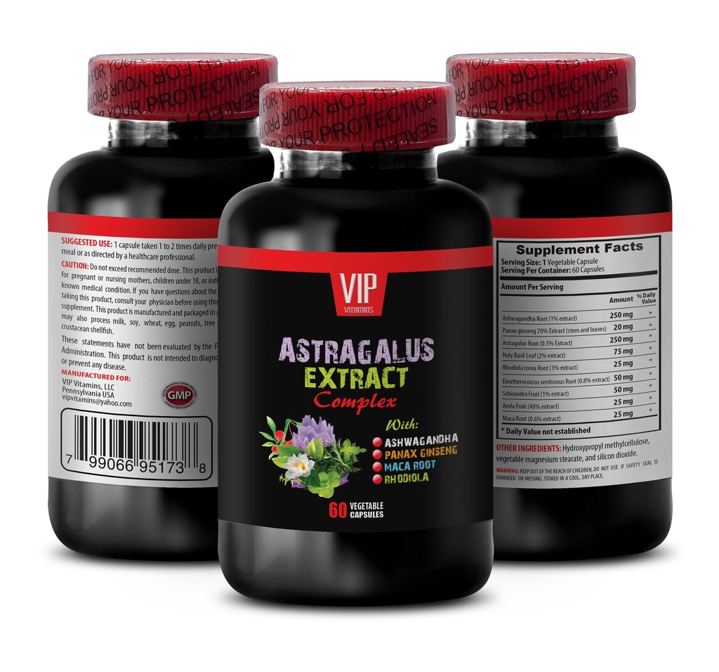 complex astragalus - AstraGALUS EXTRACT COMPLEX cu Ashwagandha, Panax ginseng, Astragalus, Maca - capsule busuioc sfinte, suport imun astragalus, capsule extract de astragalus 1 Flacon 60 Capsule
