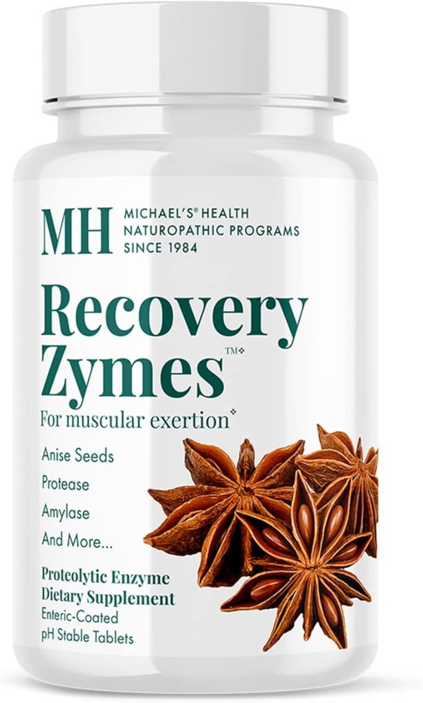 MICHAEL de sănătate Programe naturopatice de recuperare Zymes - 180 Enteric pH-ul acoperit tablete stabile - Proteolitic Enzyme Supliment - Sprijină răspuns inflamator natural - 30 Serviri