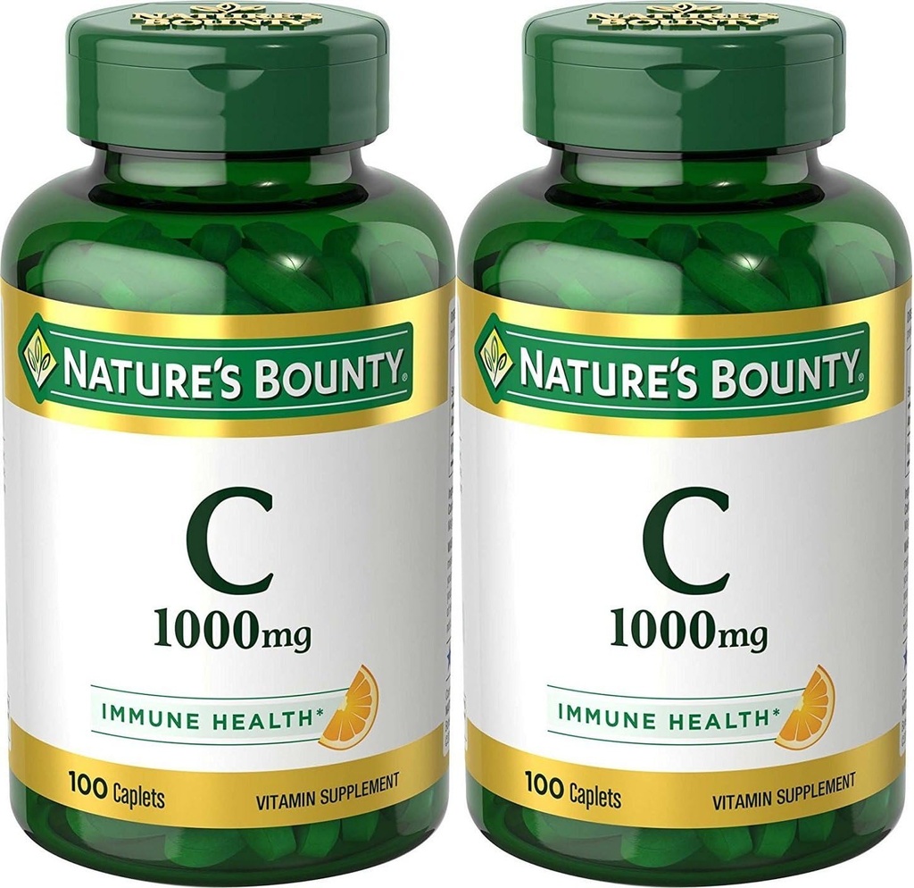 Natura's Bounty Vitamina C, 1000mg, Sustine Imuna sanatate, 100 Caplete (Pachet de 2)
