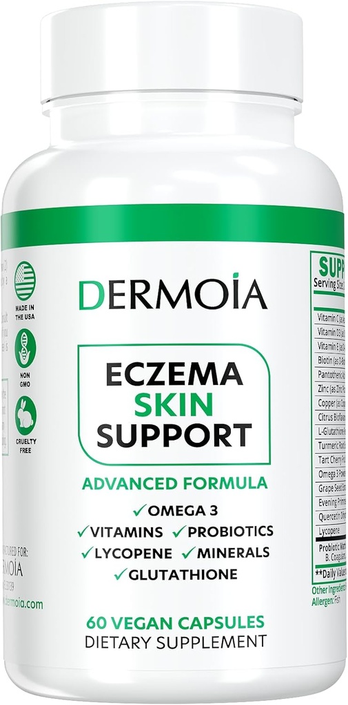 Suplimente Eczema - Dyshidrotic Formulat Eczemă pastile pentru adulți - Furnizarea de ajutor eczemă, direcționarea intervenția de eczeme, Iritat piele uscată, și îmbunătățit cu suplimente de psoriazis