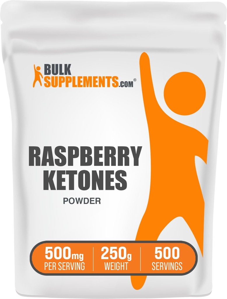 BulkSupplements.com Cetoni de zmeură pulbere - supliment cetone zmeură, sursă antioxidant - pentru suport energetic, gluten gratuit, 500 mg pe servire, 250g (8,8 oz) (Pachet de 1)