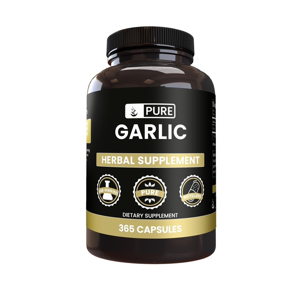 Ingrediente originale pure Extract de usturoi (365 capsule) No Magneziu sau Rice Fillers, întotdeauna pură, Lab verificat
