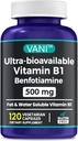 2 în 1 Formula îmbunătățită: vitamina B1 cu benfotiamină 500 mg, supliment solubil în grăsimi de vitamina B-1, 500 mg - 120 capsule (1)