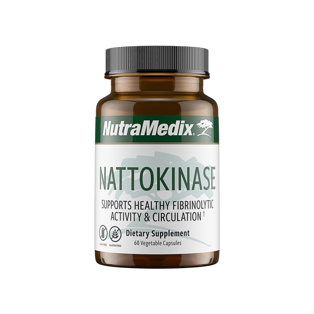 NutraMedix Nattokinaza Supliment - Nattokinaza 2000 FU per Serving - Formulat pentru a sprijini Heart Health and Healthy Circulation - Gluten + Dairy-Free (60 capsule)