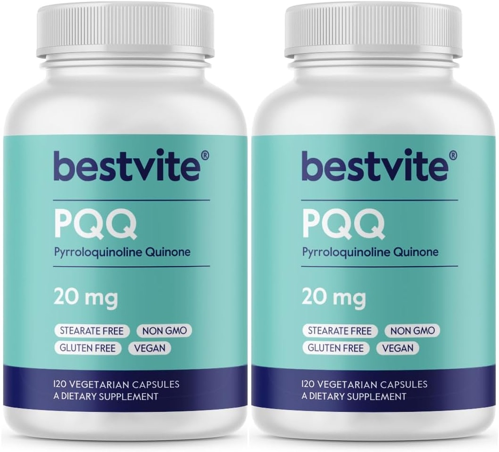 BESTVITE PQQ 20mg (Pyrrolochinolină Quinone) (240 capsule vegetariene) (120 x 2) - No Steares - Vegan - Non OMG - Gluten Free