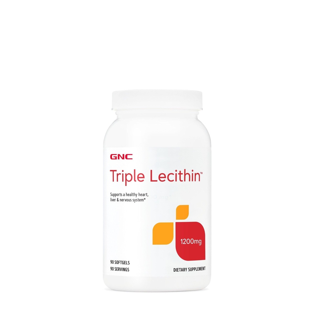 GNC Triple Lecitina 1200 mg Supliment, Suportă o inimă sănătoasă, ficat și sistem nervos, 90 Serviri
