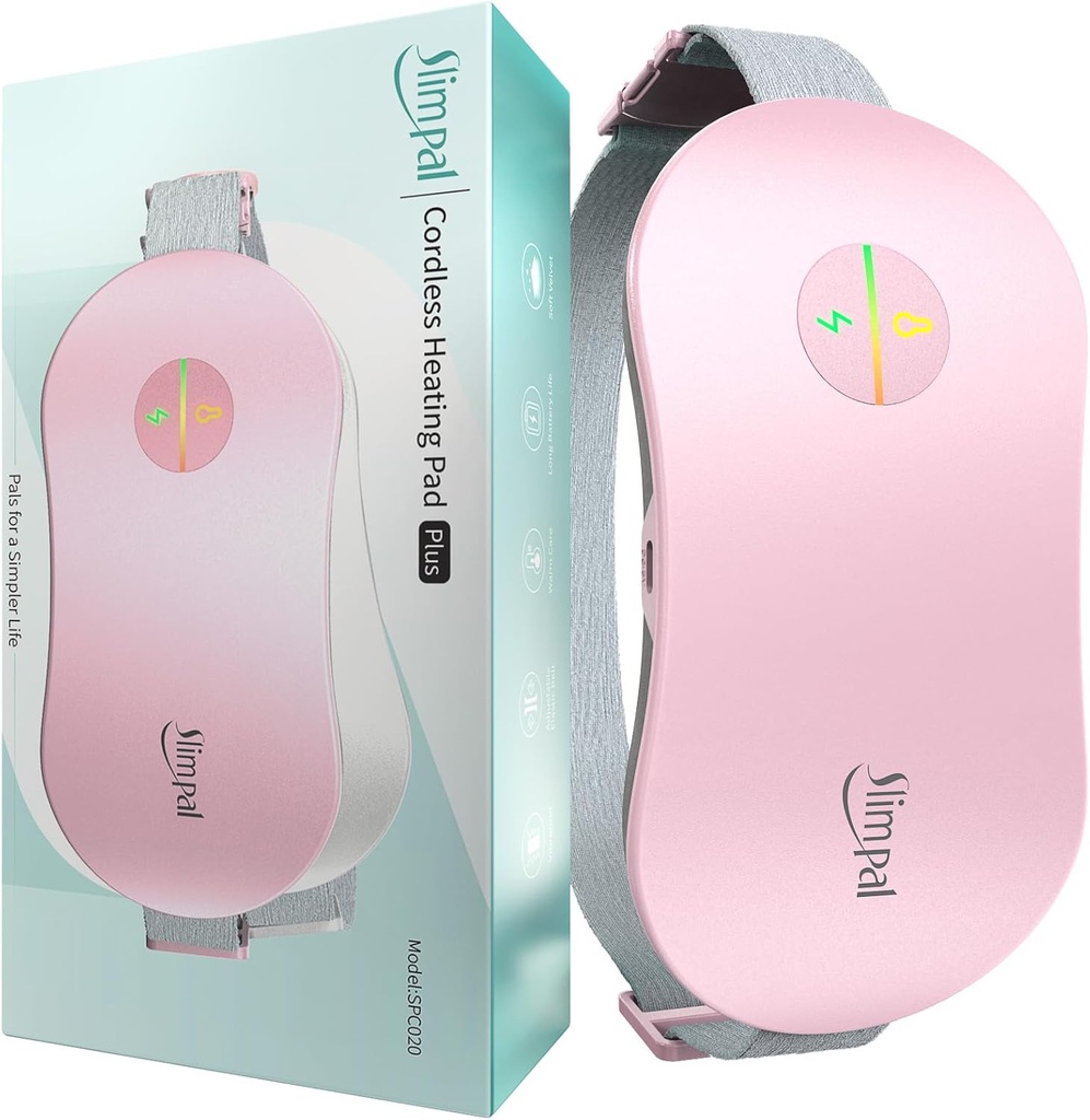 Pad de incalzire Slimpal pentru Crampe de perioada, Pad de incalzire electrica portabila cu fir pentru durere menstruala Relief Heat Belt, Cadouri Pad de incalzire reincarcabile pentru femeia ei Sotie fata prietena, roz