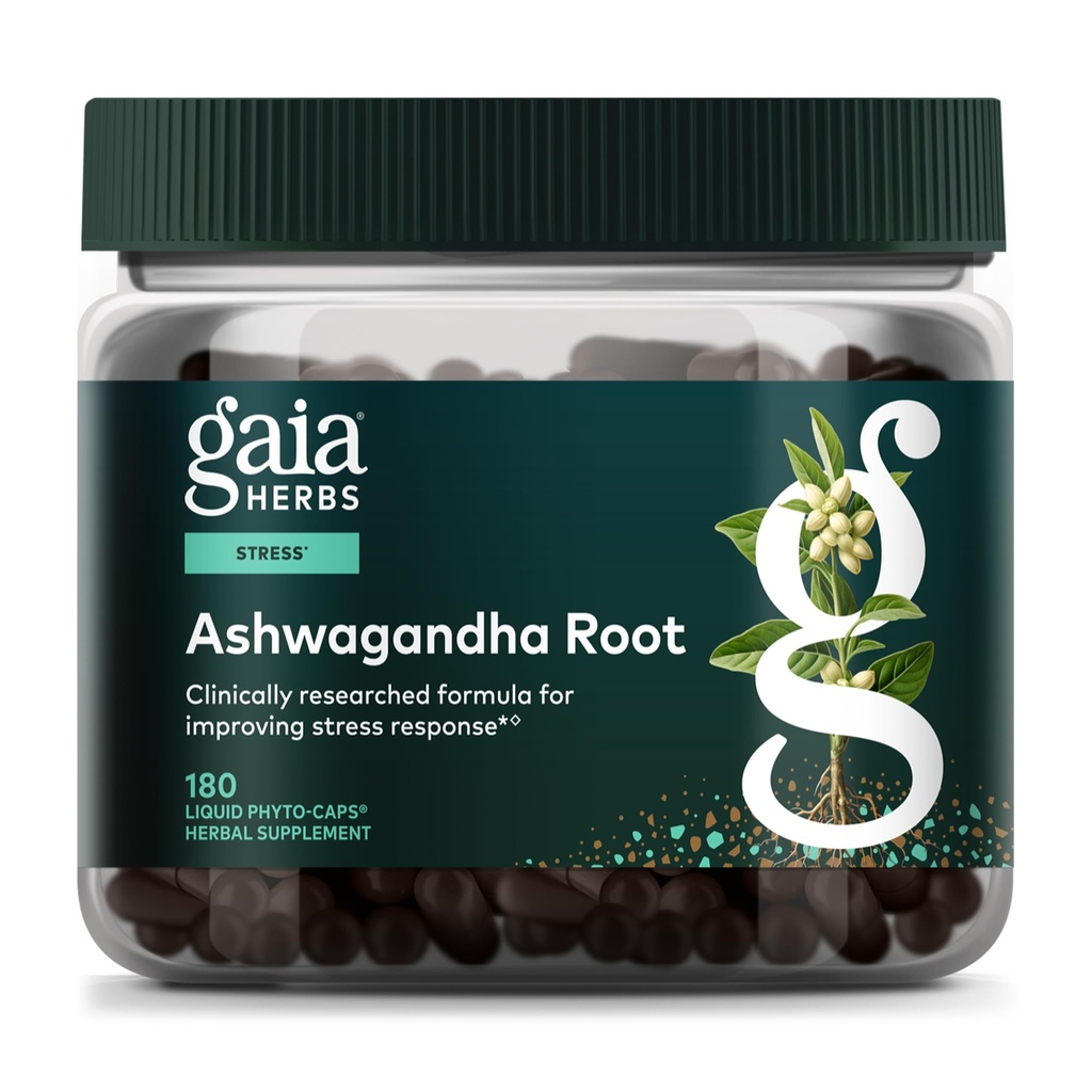 Gaia Herbs Ashwagandha Root - Stress Relief & Sleep Supplement - Suporturi Nivele de energie echilibrate & Outlook pozitiv* - 180 Vegan Fito capsule lichide (90-Day Supply)