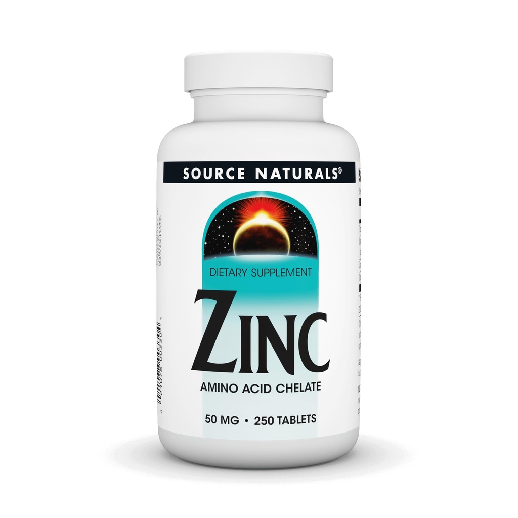 Sursa Naturals Zinc, Aminoacid Chelat - Supliment alimentar - 50 mg - 250 comprimate