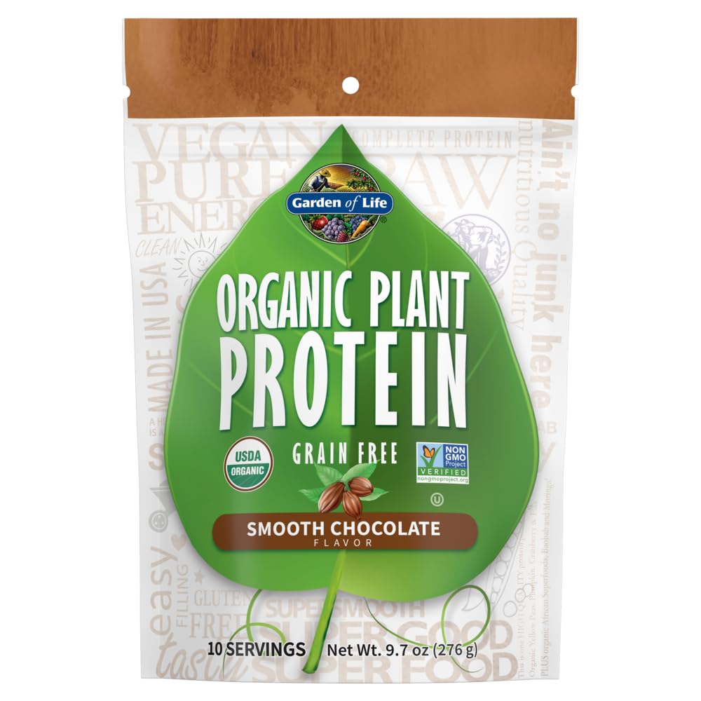 Gradina de viata Proteina de plante organice pudra de ciocolata neteda, 10 serviri - Vegan, Grain Free & Gluten Pe baza de plante se agită cu 1 miliard Probiotice CFU & enzime, 15g Proteina