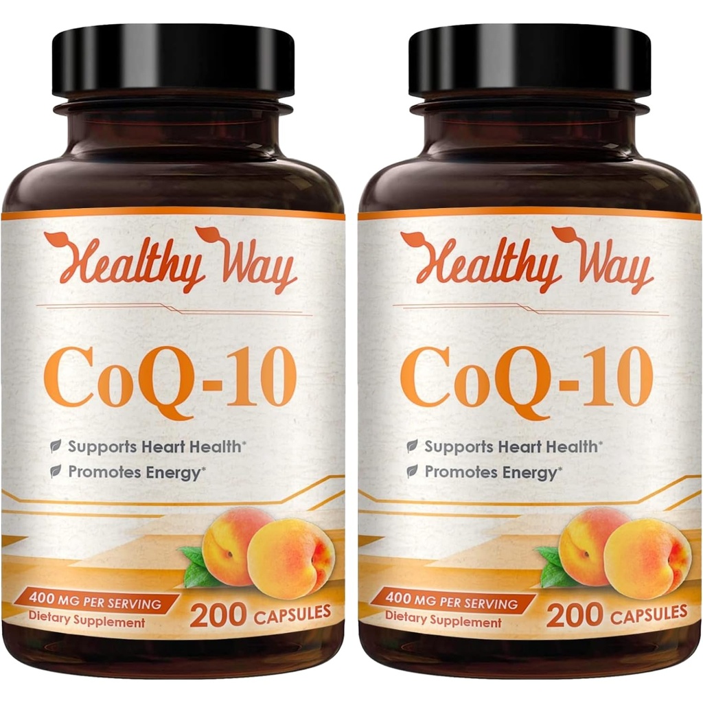 Coenzima Q10 400 mg CoQ10 Supliment - O dată pe zi Coq 10 400 mg capsule cu pulbere pentru antioxidant cardiac sănătos şi suport energetic - non- GMO absorbţie rapidă Ubichinonă Q10 Coenzime (200 serviri)