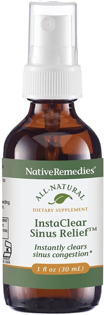 Remedii native InstaClear Sinus Relief - Toate suplimente naturale din plante pentru sinusuri clare, sănătoase în timpul răcelii, alergiilor sau febrei Hay - 29 ml
