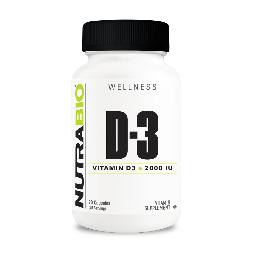 NutraBio Vitamina D (2000 UI), Suport imun - 90 Capsule vegetale