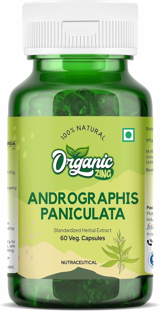Suplimentul organic de Andrographolide - extras din Andrographis paniculata - Vegan & Gluten-Free - 60 Capsule, 400mg Fiecare