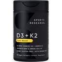 Sports Research® Vitamina D3 + K2 w/Oil de cocos - Vitamina Vegan D 2500iu (62.5mcg) & Mk7 Vitamina K 100mcg pentru suport osos și imun - Vegan Certified · Non-GMO · Soy Free - 60 Soy Softgels