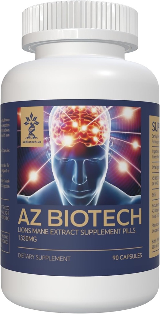 Lions Mane Extract de ciuperci, capsule de cognitiv (90 capsule) Lions Mane Extract de pulbere de ciuperci, Suplimentul creier, Vitamine cerebrale, Focus Supliment