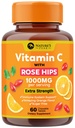 Vitamina C 1000 mg Suplimentul masticabil - Extra Putere Suport imun Vitamina C Supliment alimentar cu Rose Hips, Suport Antioxidant Vitamina C naturale, Vegan, Orange Aroma - 60 comprimate