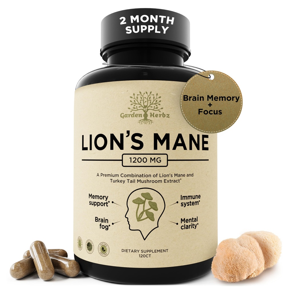 Lions Mane Supliment Capsule cu Turcia Coajă 
