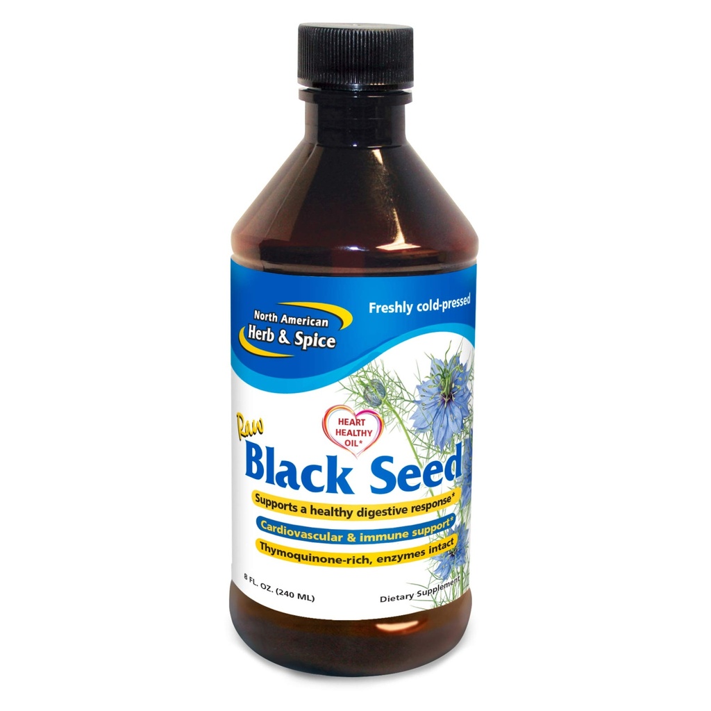 Nord-american Herb & Spice Black Seed Oil - 8 fl. oz. - Cardiovasculară, Digestive & Immune Support - Contine ulei Oreganol salbatic, mediteranean P73 Oregano - non-GMO - 48 Serviri totale