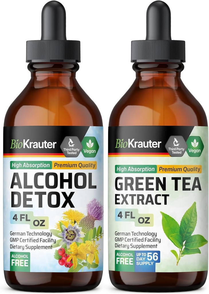 BIO KRAUTTER alcool dezintoxicare Tinctură 4 Fl. Oz. & Green Tea extract Tincture 4 Fl. Oz.