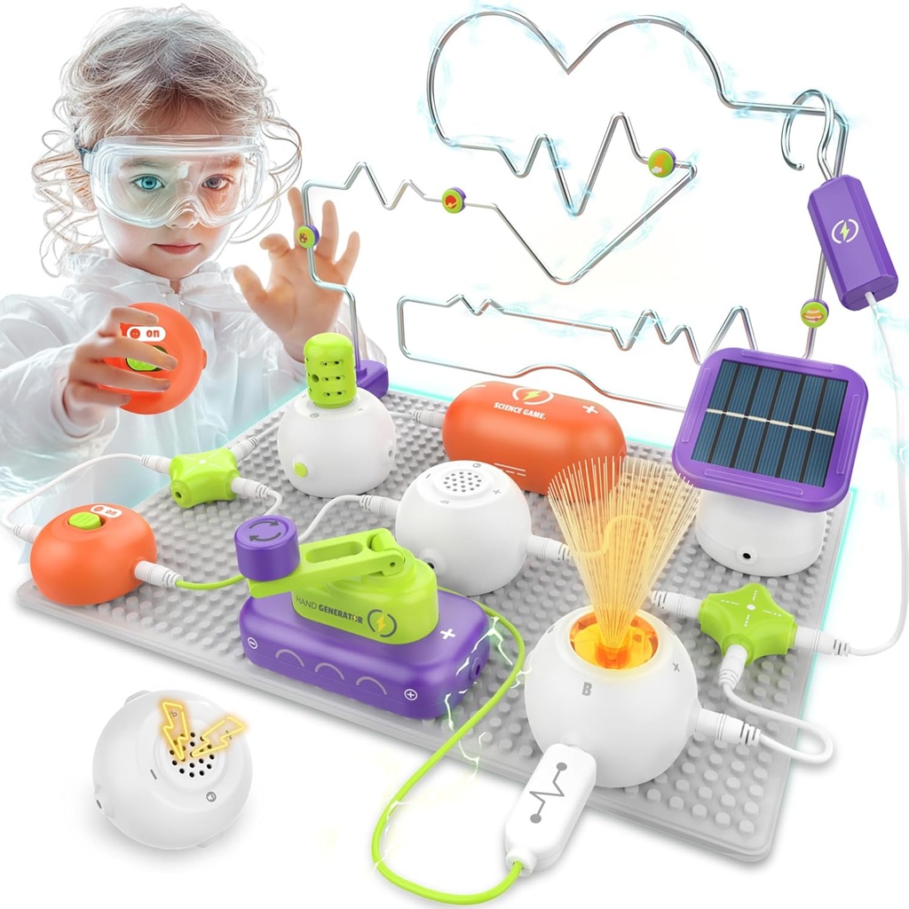 Kituri de știință pentru copii - Kituri STEM pentru copii, Electronics Exploration Kit, peste 150 de proiecte, 14 Piese de circuite, STEM Cadouri educative de jucărie pentru copii Fete 3 4 5 6 7 8 9 10 11 12