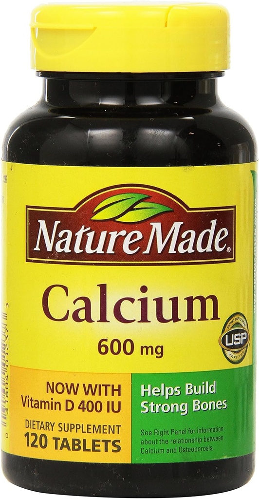 Natura produs de calciu 600 mg cu vitamina D3 pentru suport imunitar, comprimate, 60 Conte, ajută la susținerea puterea osoasă (Pachet de 3)