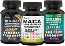 Bundle of Sea Moss,Shilajit,Maca, Black Seed Oil, Ashwagandha, Ginger, Shilajit, Rhodiola Rosea, Panax Ginseng, Maca Root, Fenugreek, Trifibranol100X,Toate în 1 Suplimente (1 ambalaj)