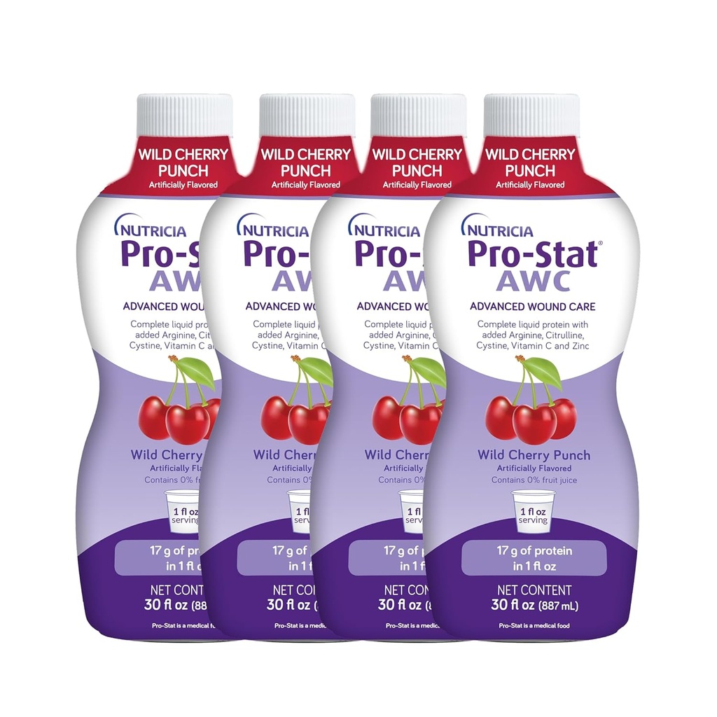 Pro-Stat Advanced Wound Care (AWC), Concentrat de proteine lichide Medical Food - Wild Cherry Punch Flavor, 30 Fl Oz flacon (Cazul de 4)