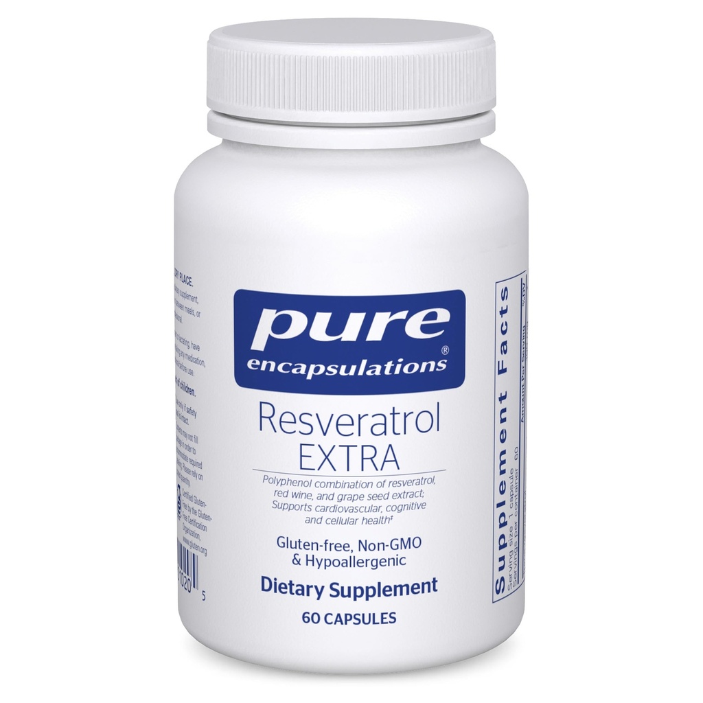 Pure Encapsulations Resveratrol EXTRA - 100 mg Trans- Resveratrol - pentru funcţie celulară şi cardiovasculară sănătoasă * - Supliment antioxidanţi - fără GMO şi gluten - 60 capsule