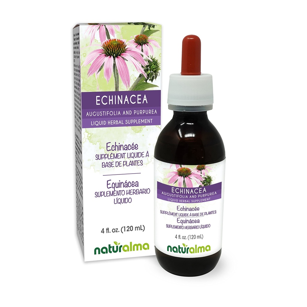Naturalma Echinacea (Echinacea angustifolia și purpurea) Root and herb Alcool-Free Tincture - 4 fl oz Extract lichid în picături - Herbal Supplement - Vegan