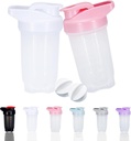 Shaker Sticla de proteine Shakes Cup și 10-Ounce / 300ML Shaker Sticla cu bile Whisk, proteine Shakers Set sticle, non-BPA plastic (White+Pink(2PCS)))