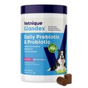 Vetnique Glandex Probiotice zilnice pentru câini cu prebiotice pentru a sprijini sanatatea gust cu enzime de fibre si digestive, Chews probiotice sau pudre (120ct Chews, Chews Bacon)