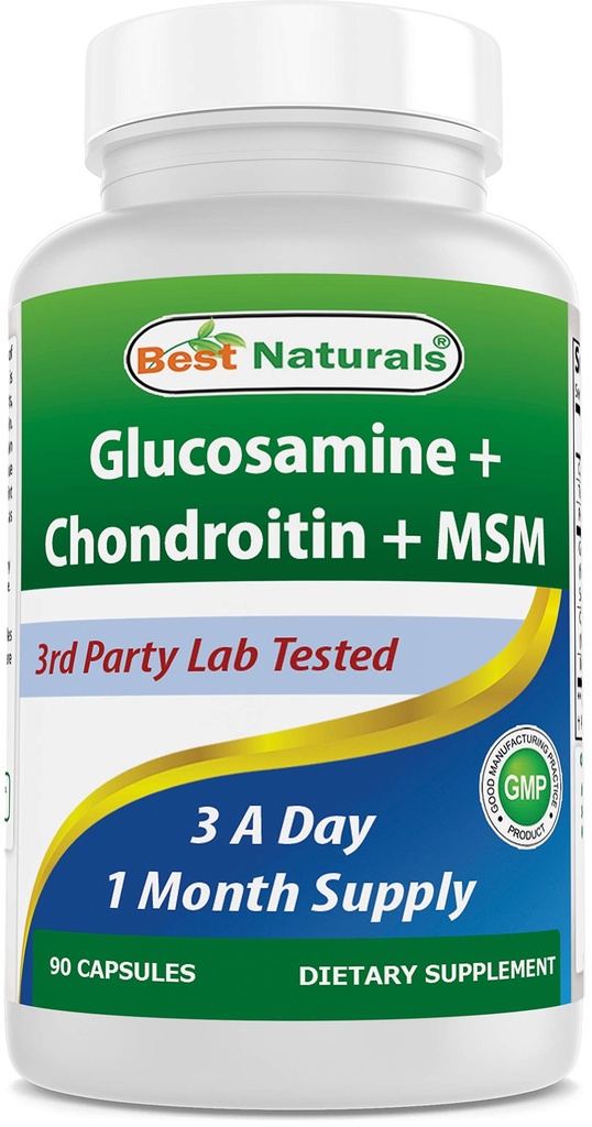 Cele mai bune naturale, Glucosamine Chondroitin MSM Suplimente, 2600 mg per Serving, 90 capsule (90 Count (Pachet de 1))