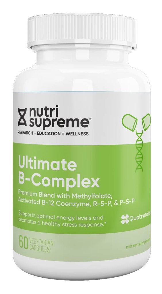 Nutri Supreme Ultimate B Complex, Vitamine esenţiale B extrem de improbabile cu metilfolat pentru a sprijini funcţia sistemului nervos, 60 capsule