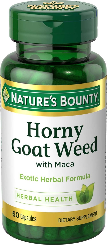 Natura's Bounty Horny Goat Iarba cu Maca, Herbal Health Supplement, 60 Capsule
