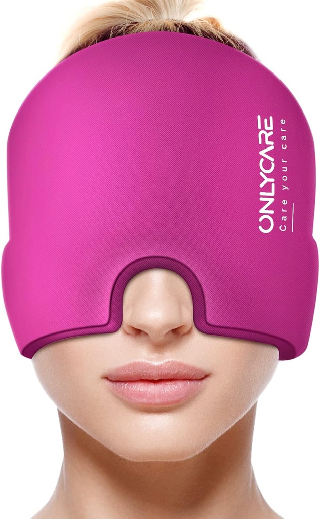 DOAR MIGRAINE Cap de ajutor, Migrene Migrene Odorless Upgraded Ice Head Wrap, Headache Relief Hat pentru Migrene, Hot Pink