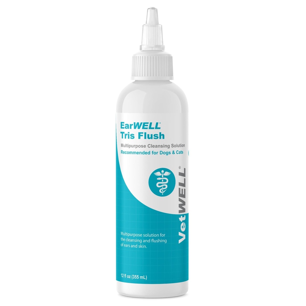 VetWELL Dog Cleaner Solutie ureche & Tratamentul infectiei pentru câini şi pisici, Tris picături Otic Cleanser ajută la eliminarea Odor şi Relieve Infecţii - 12oz