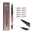 Pudaier 2-in-1 Curbat Eyebrow Pen & Eyeliner cu 10Pcs Brow Stencils, Microblading Eyebrow Pencil, Waterproof & Long Lasting, Truffle