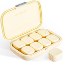 Daily Pill Organizator, 8 Compartiments Portable Pilula Case, umiditate-Proof Pilula Case, Pilula Dispensers, Travel Pill Container, pentru a deține vitamine Pastile de ulei de ficat tablete regulate (Cream White)