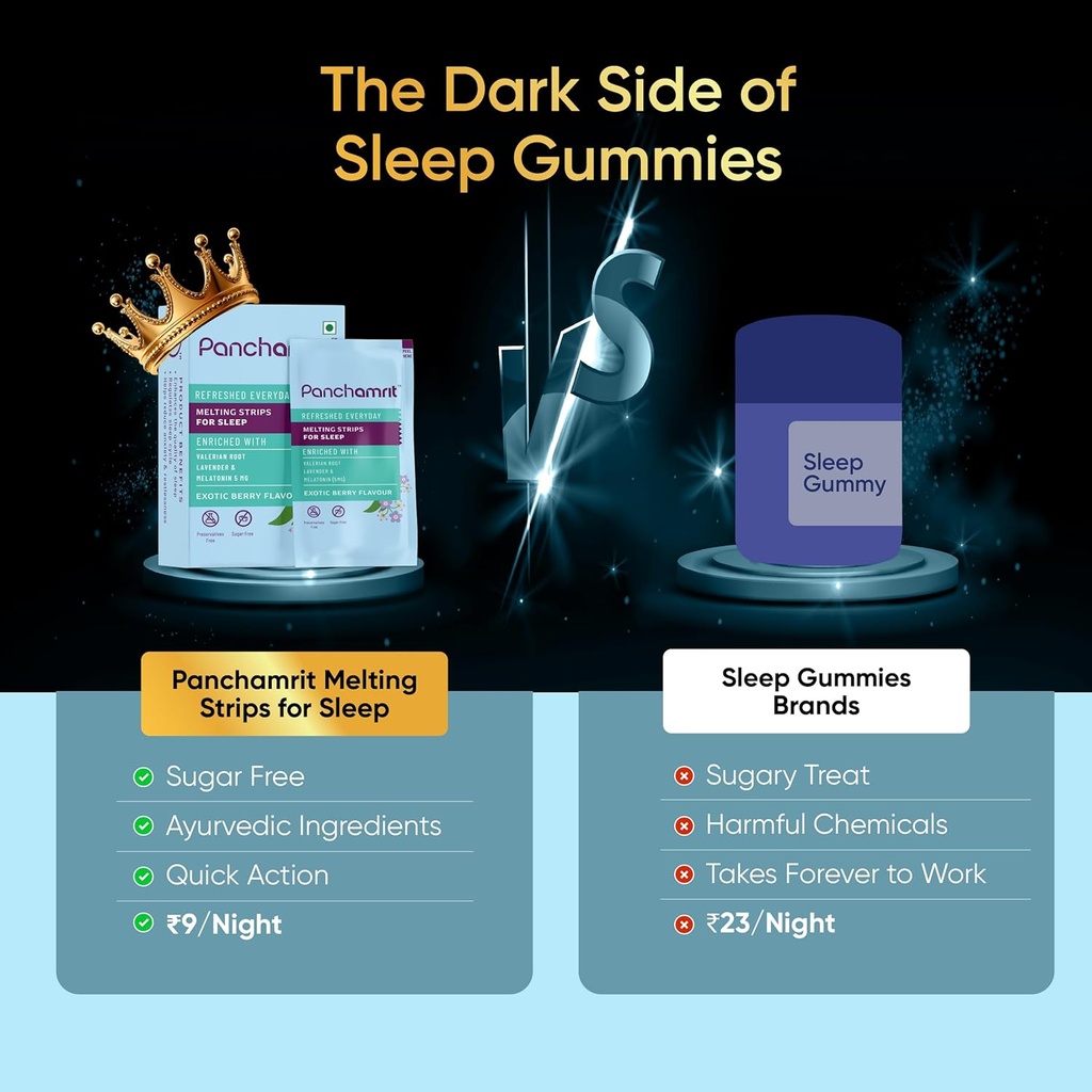 Melting Strips for Sleep Melatonin 5mg, 30 Vegan Strips (Pachet de 1) 