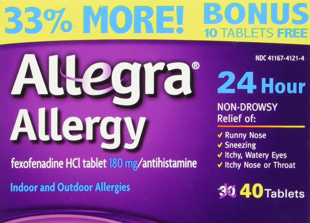 Allegra Alergia 40 Tablete (Bonus Pack - 33% Mai mult) 24 Ore de protecție - non Drowsy