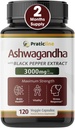 Capsule Ashwagandha 3000 mg - 120 Capac Vegan Made with Organic Ashwagandha Powder and Root Extract. Gluten gratuit. Made in USA