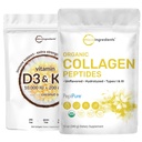 Micro Ingrediente Vitamina D3 10000 ui + K2 200 mcg Ulei de nucă de cocos Softgels & Organic Colagen Peptides pulbere Bundle 2 Pack 