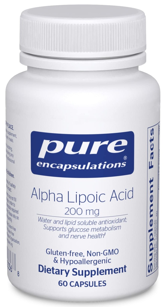 Pure Encapsulations Alpha Lipoic Acid 200 mg - 200 mg ALA - Liver & Antioxidant Support* - for Nervie Health & Carb Metabolism - Vegan & Non- GMO Supplement - 60 capsule