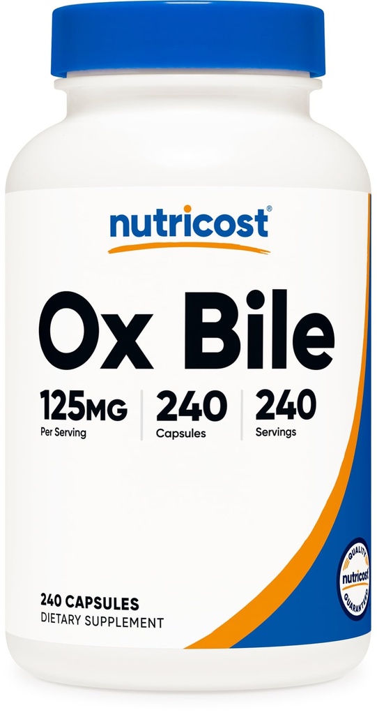 Nutricost capsulele de Ox Bile 125mg, 240 capsule - non-GMO