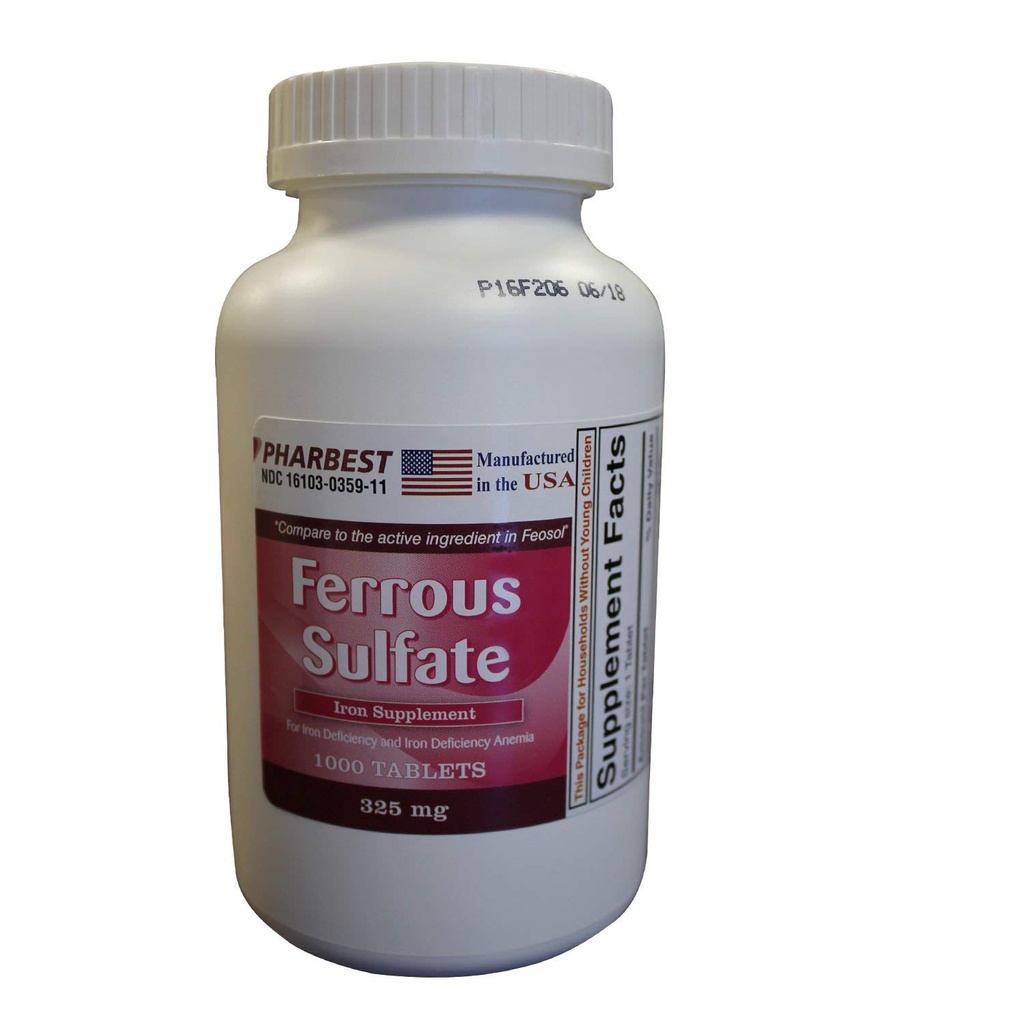 Ferosulfat 325 mg comprimate, 1000 număr